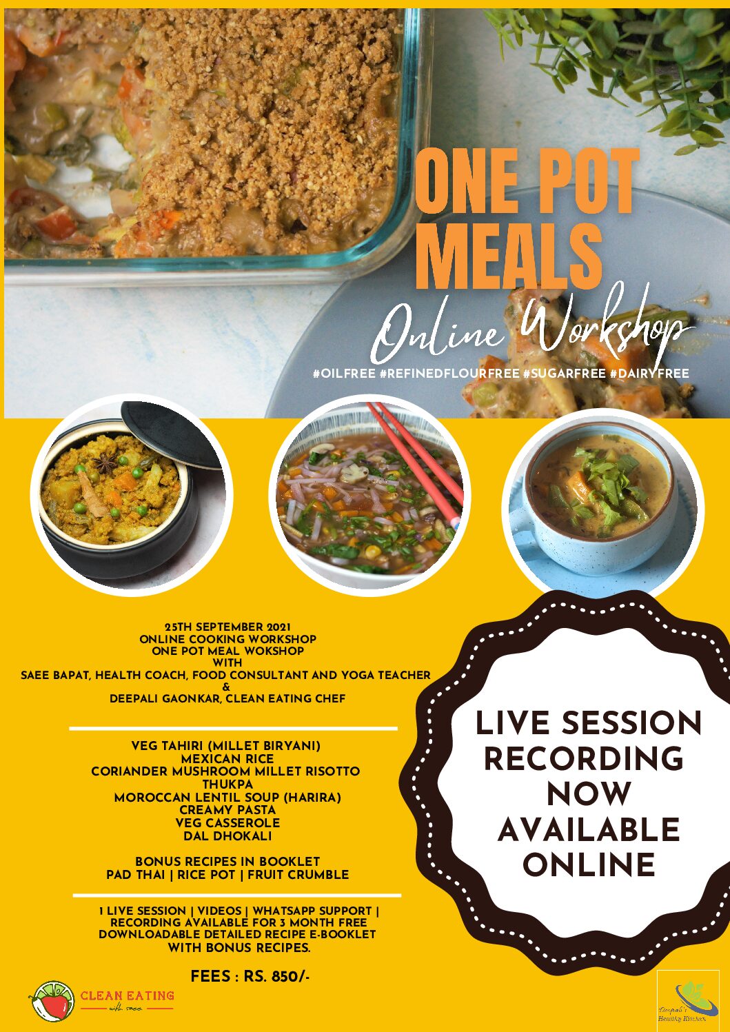One Pot Meals Online Cooking Workshop